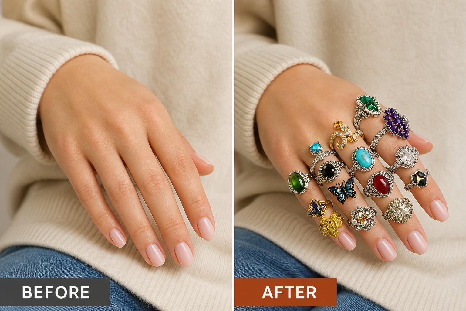 Luxury Multicolor Rhinestone Ring Set