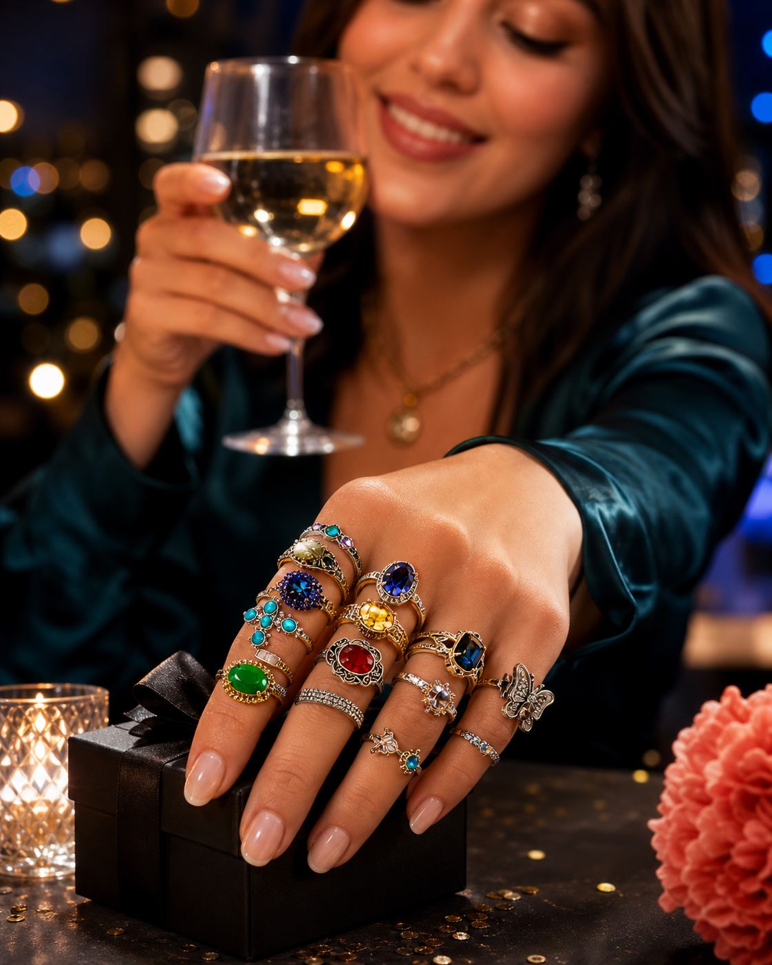 Luxury Multicolor Rhinestone Ring Set